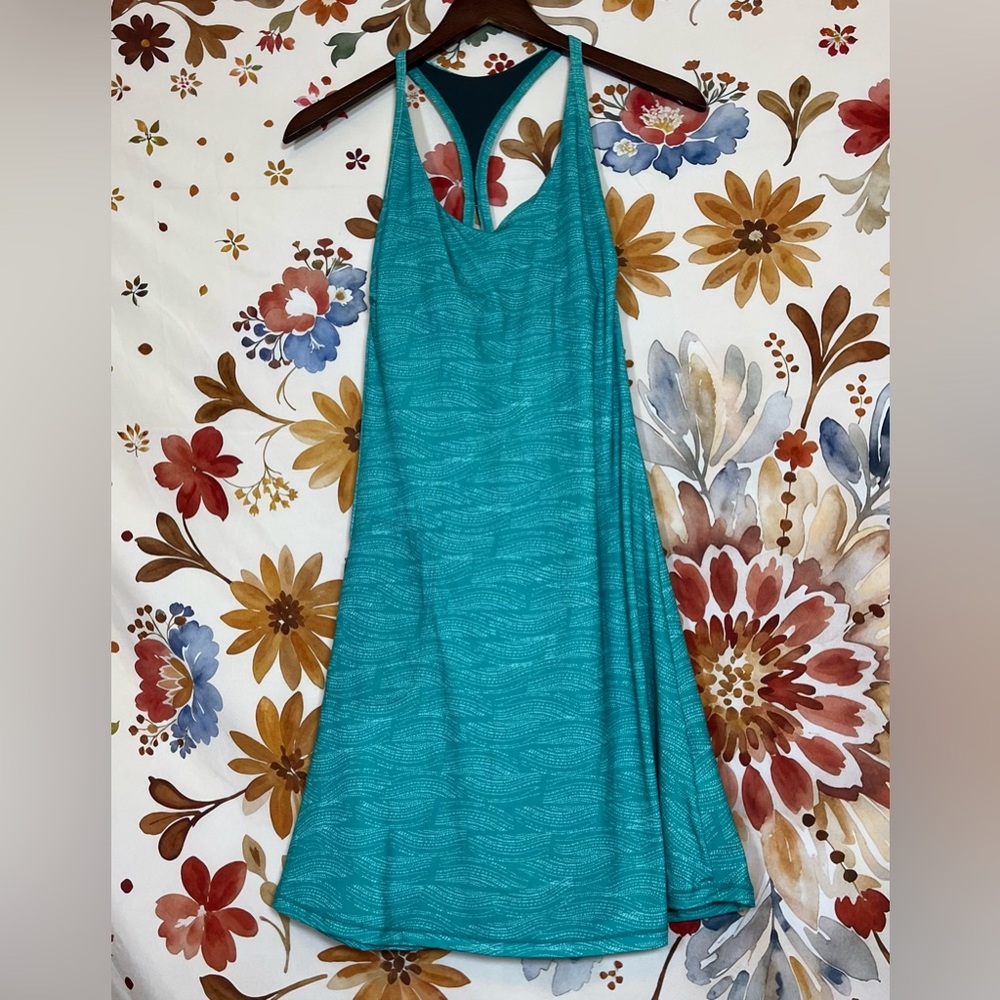 Prana Women’s XS Turquoise Blue Racerback Zip Pocket Athletic Summer Dress City